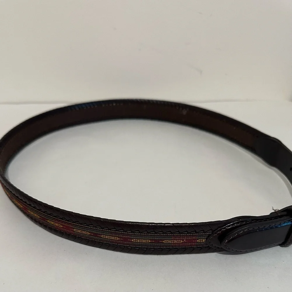 Orvis Size 38 Genuine Leather Western Theme Brown Belt Cowboy
